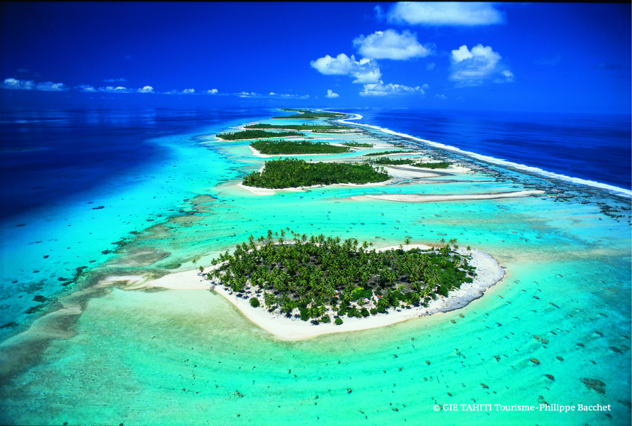 Vue aérienne de l'atoll de Rangiro
